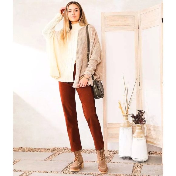 Levi's Premium Wedgie Straight Corduroy Cherry Mahogany Brown Pants - Picture 8 of 14